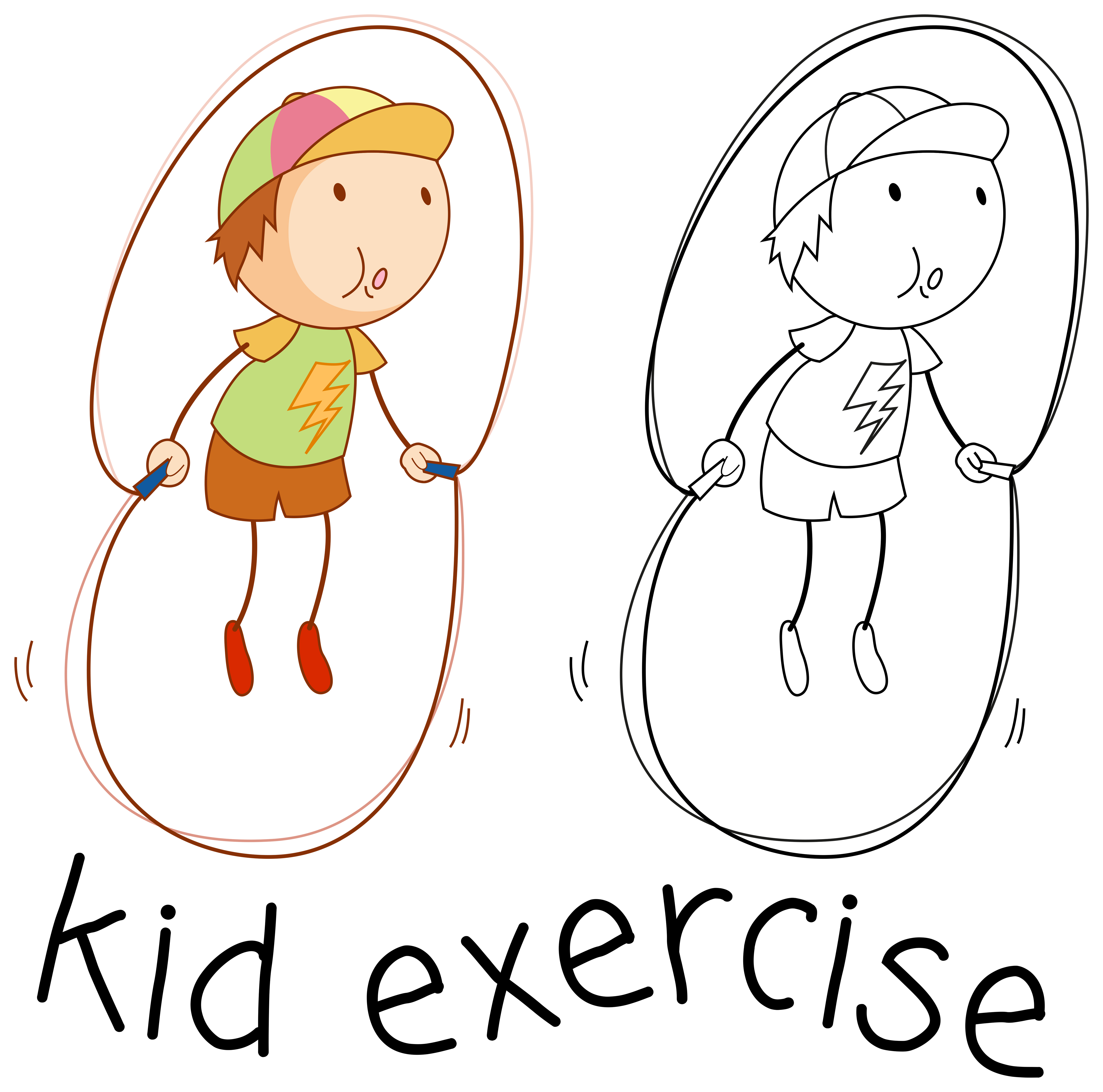 Doodle boy skipping rope 519272 Vector Art at Vecteezy