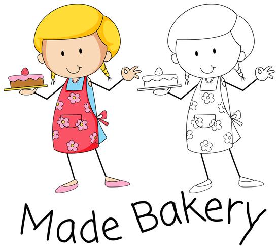 Doodle baker character on white background vector