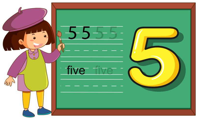 Number five worksheet on blackboard vector