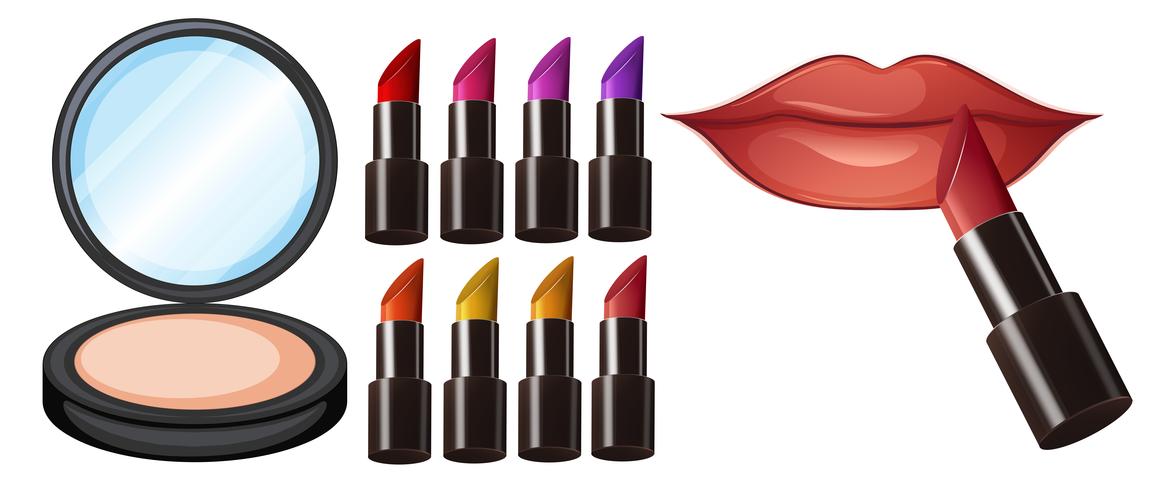 Different lipstick colour make up vector