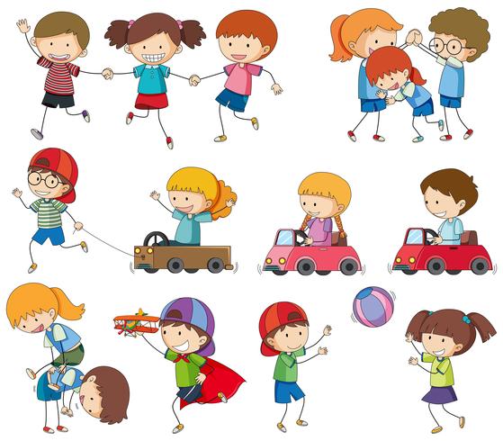 Set of kids playing vector