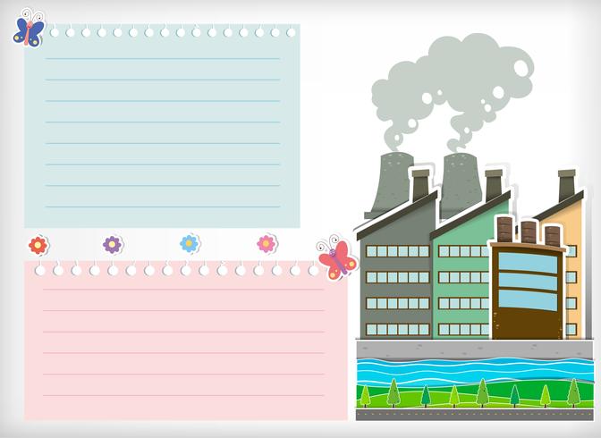 Paper design with park and factories vector