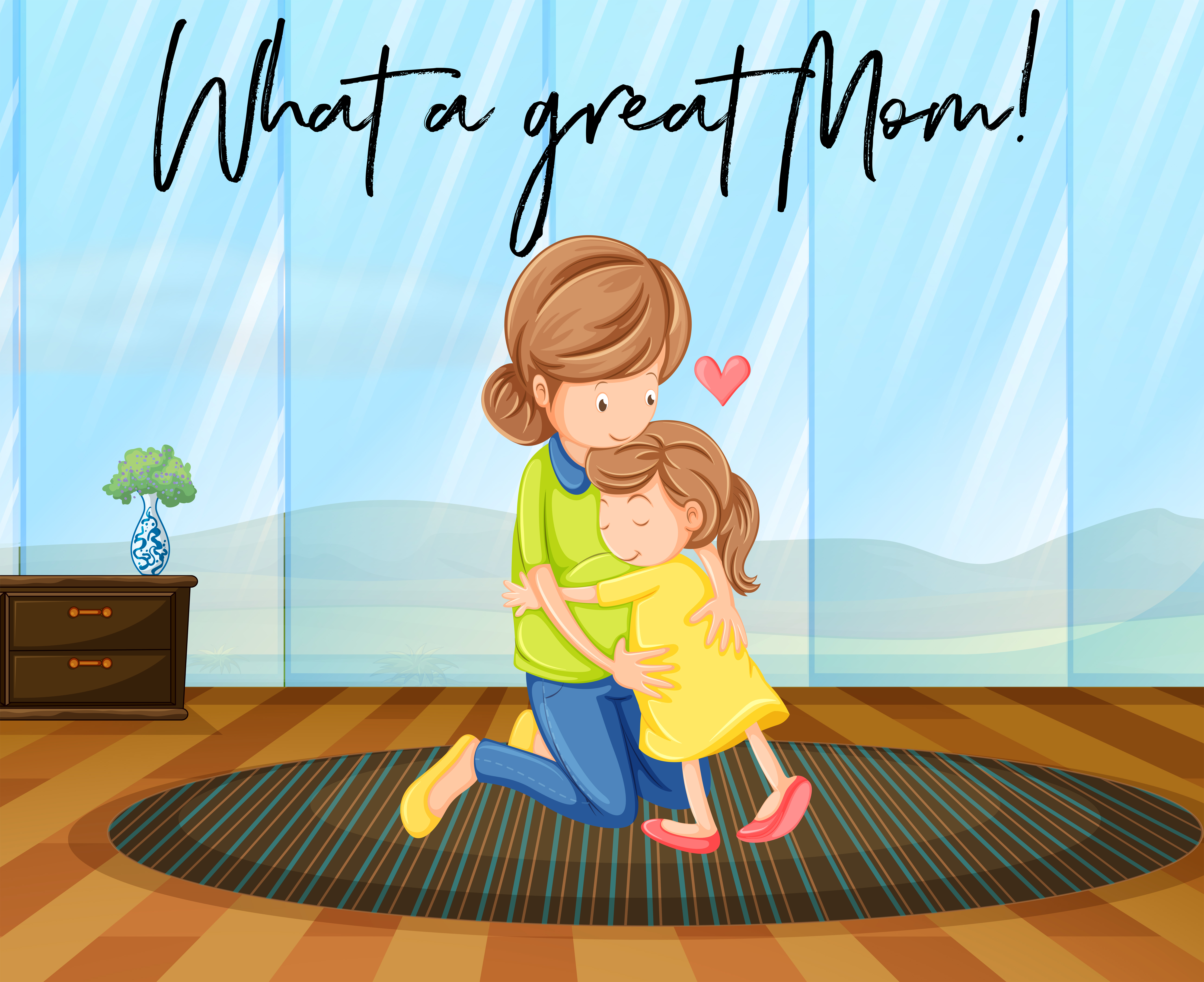 Download Mother and daughter hugging with phrase what a great mom 519339 - Download Free Vectors, Clipart ...