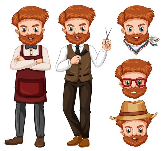 Hipster man with different face vector