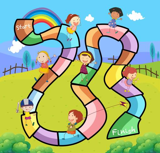 Game template with kids playing in the park vector