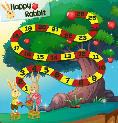 Game template with rabbits and apple tree vector