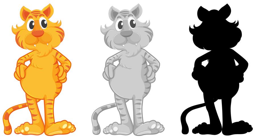 Conjunto de personaje de dibujos animados tigre vector