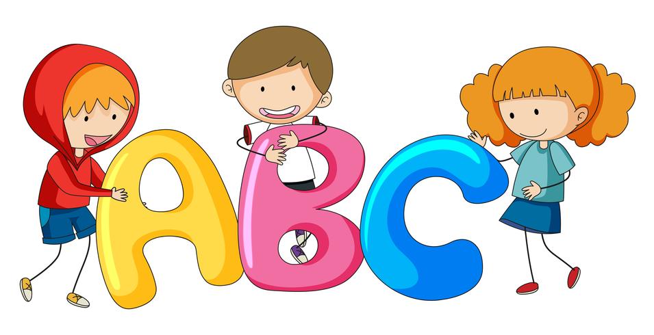 Alpabet inglés con carácter de doodle vector