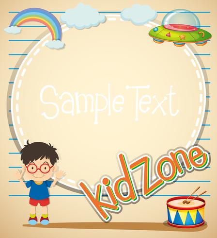 Border design with boy and  toys vector