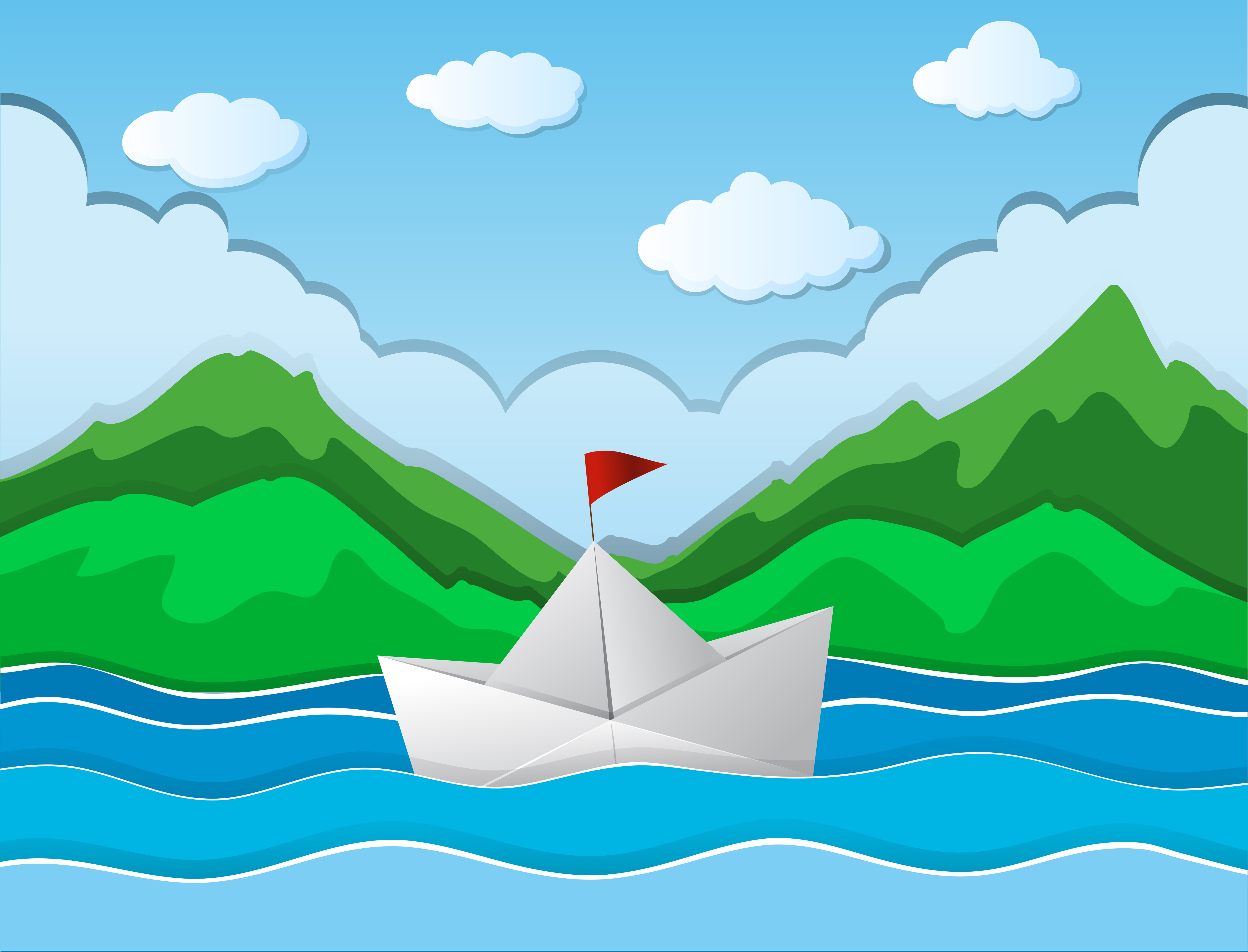 Download the Paper boat floating along river 519468