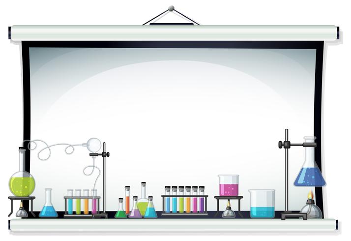 Projector screen with laboratory equipment vector