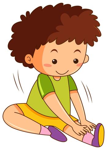 A boy stretching exercises vector