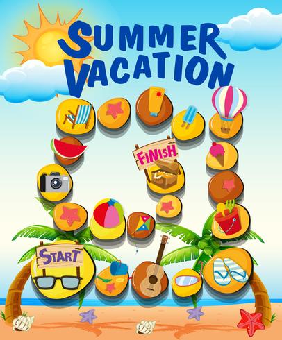 Game template with beach in summer vector