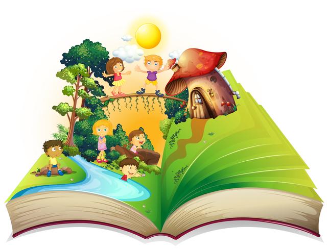 Book of children playing in the park vector