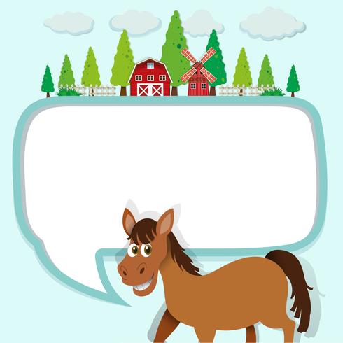 Border design with horse and farm vector