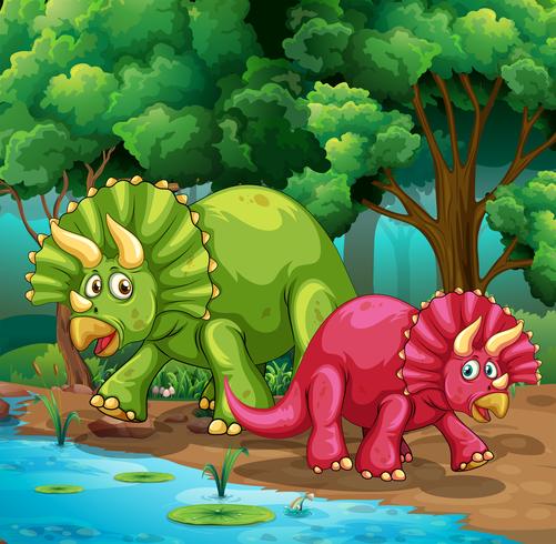 Dinosaurs in the forest vector