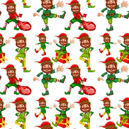 Happy christmas elf seamless pattern vector