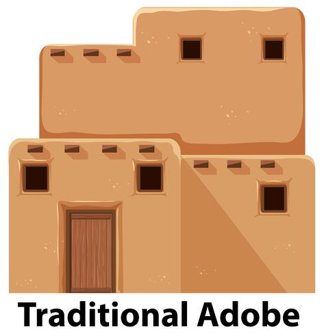 Una casa tradicional de adobe. vector