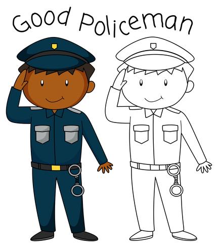 Doodle good policeman character vector