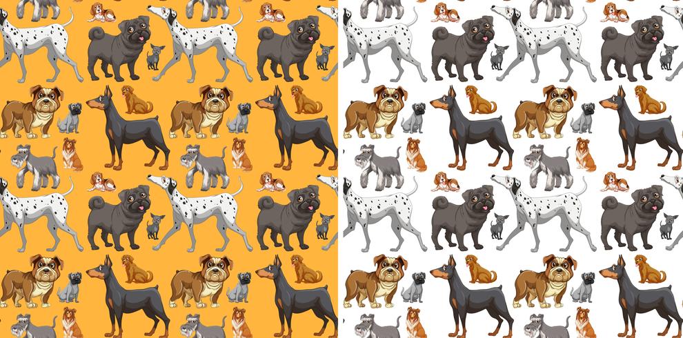 Seamless background design with cute dogs vector