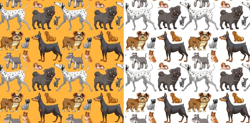 Seamless background design with cute dogs vector