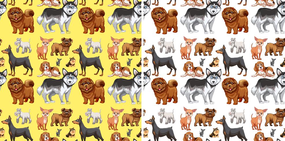 Seamless background with cute dogs vector