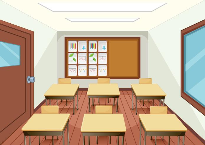 Empty classroom interior design vector