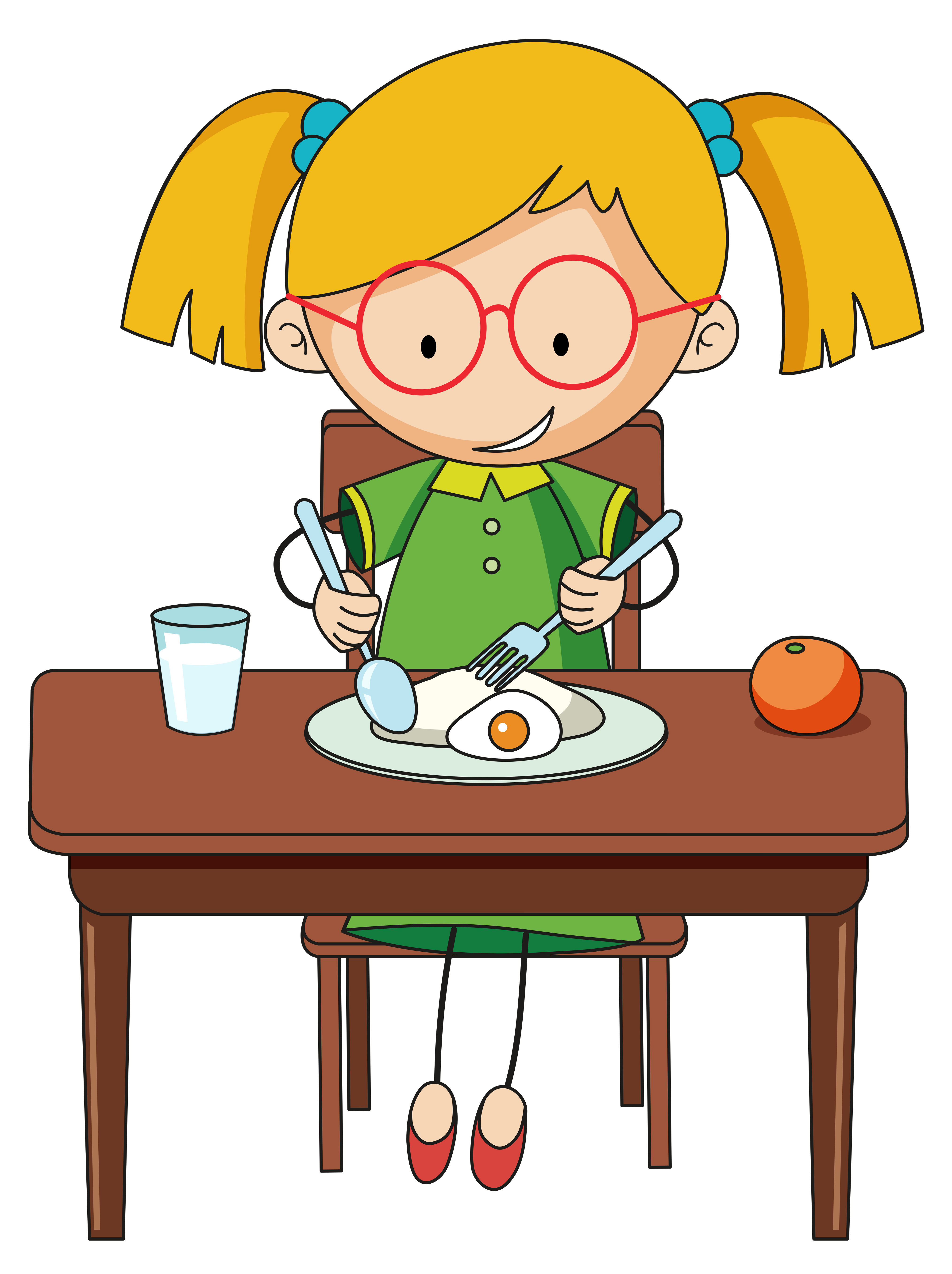 Doodle girl charcter eating breakfast 519620 Vector Art at Vecteezy