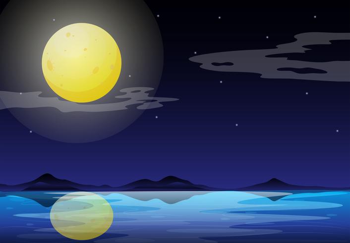 Un paisaje a la luz de la luna. vector