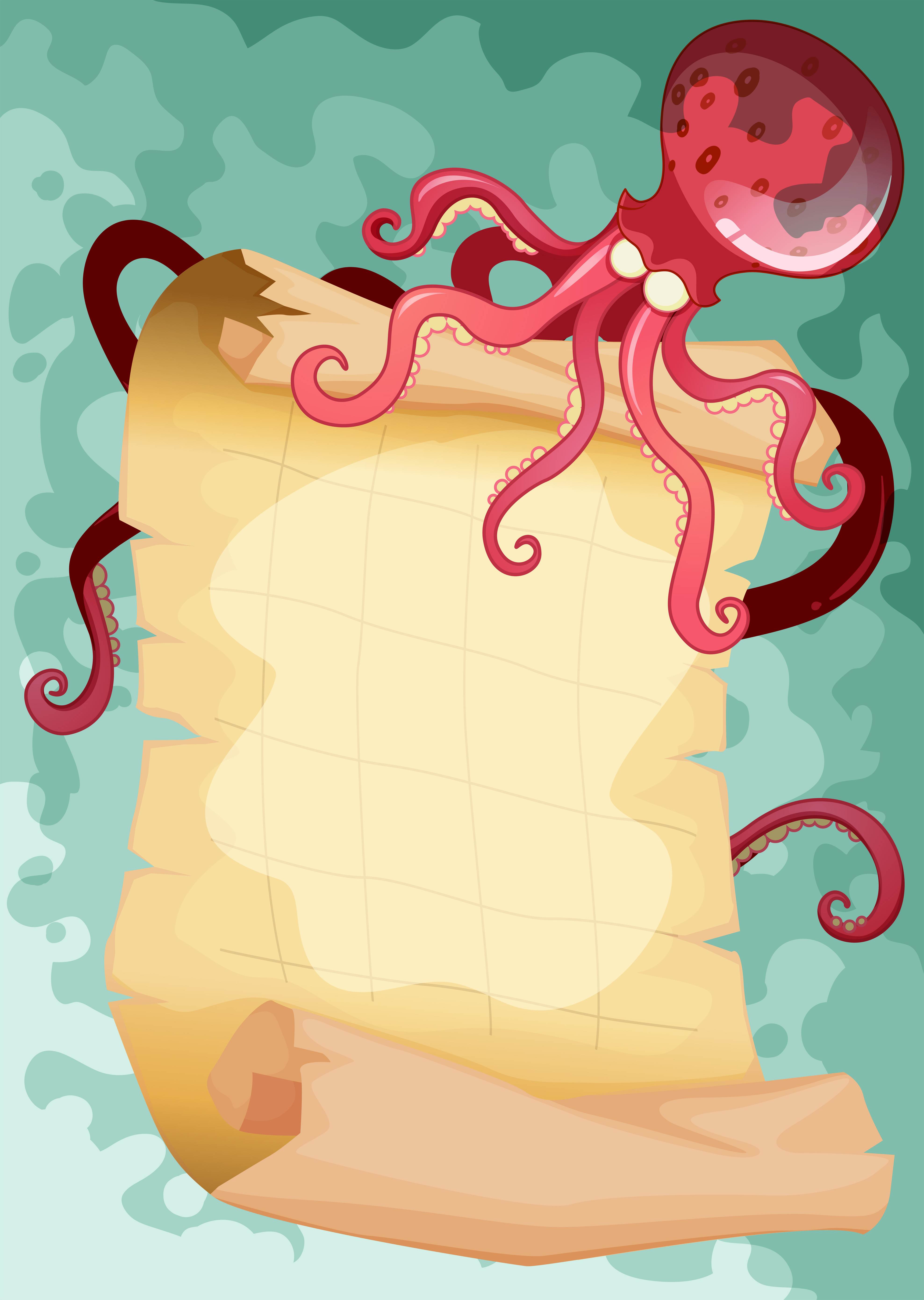 Border design with octopus 519631 Vector Art at Vecteezy