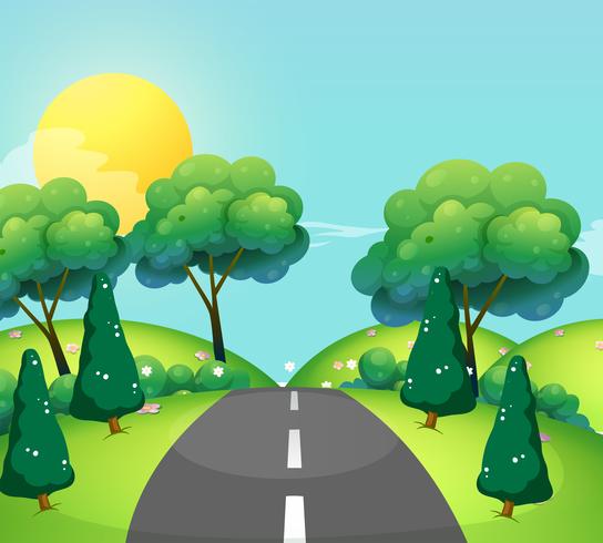 Scene with road and hills vector