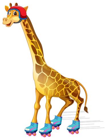 A giraffe ice skating vector