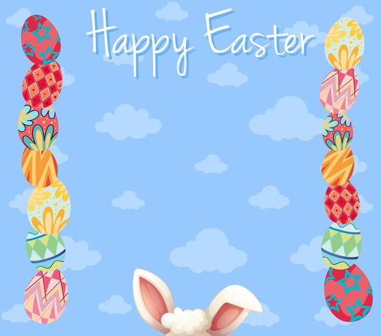 Easter card template with colorful eggs vector