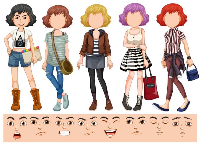 Female facial expression character vector