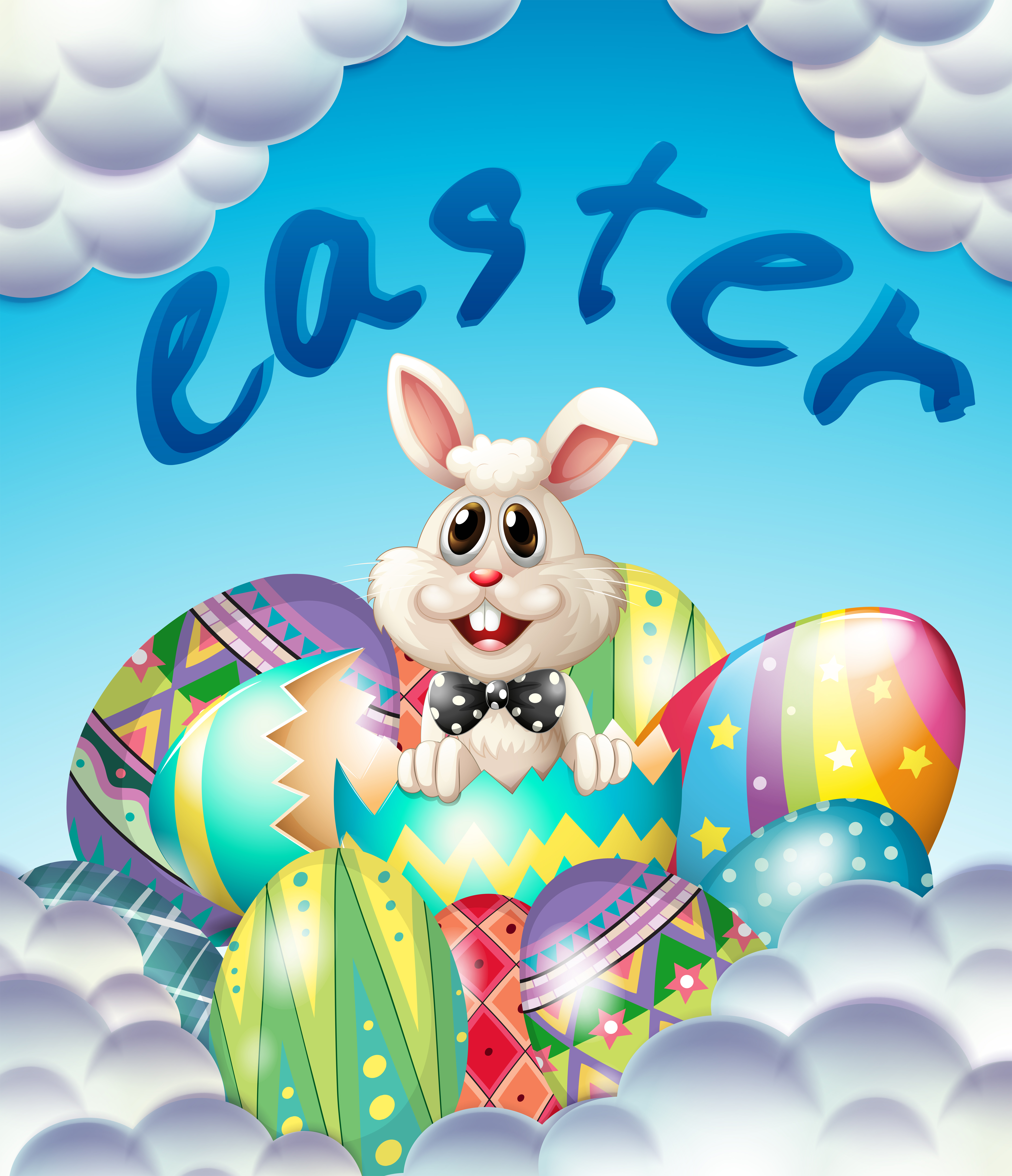 Easter card template with bunny and eggs 519699 Vector Art at Vecteezy