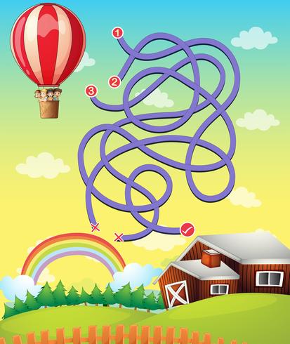 Plantilla de juego con globo volando vector