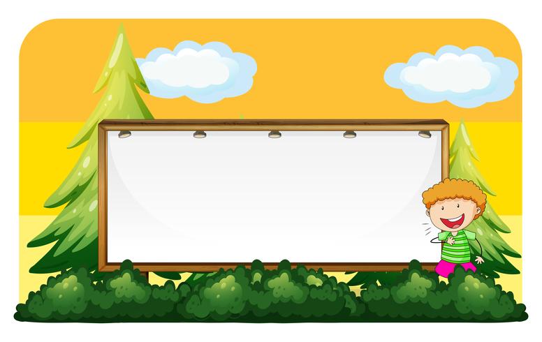 Little boy and blank board vector