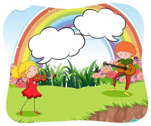 Musicians playing violin in the garden vector