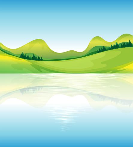 A view of the water and the green land resources vector