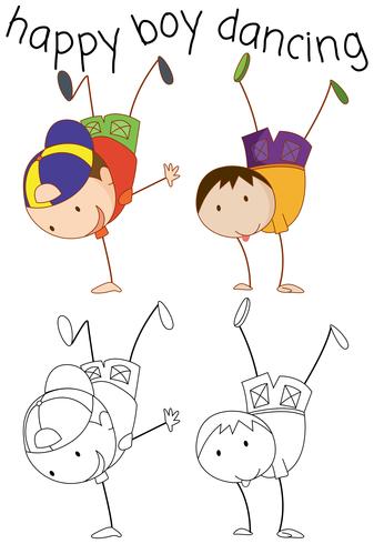 Doodle boy character dancing vector