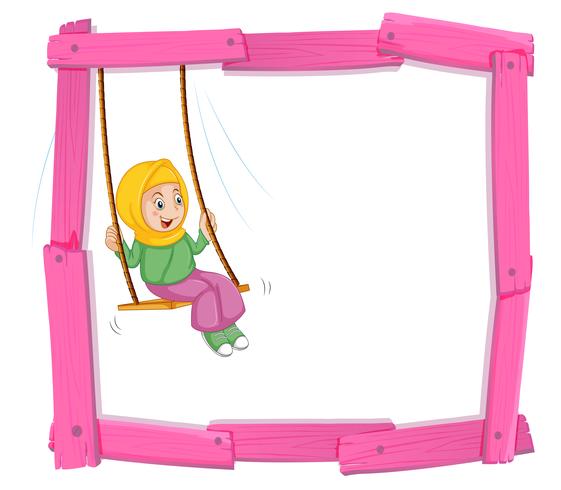 A muslim girl sin on swing frame vector