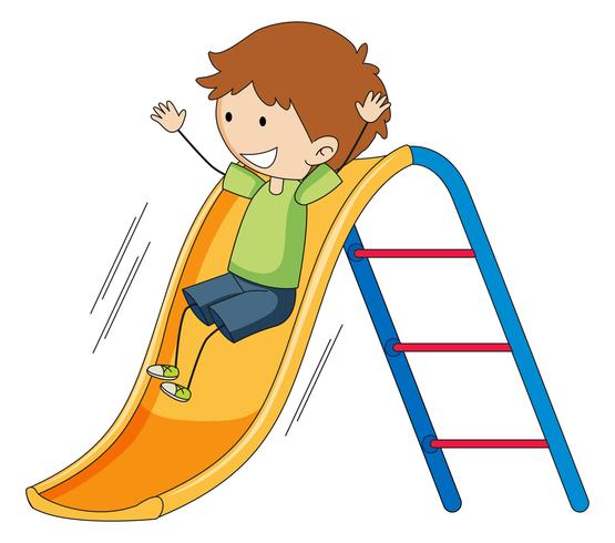 Doodle boy playing slide vector