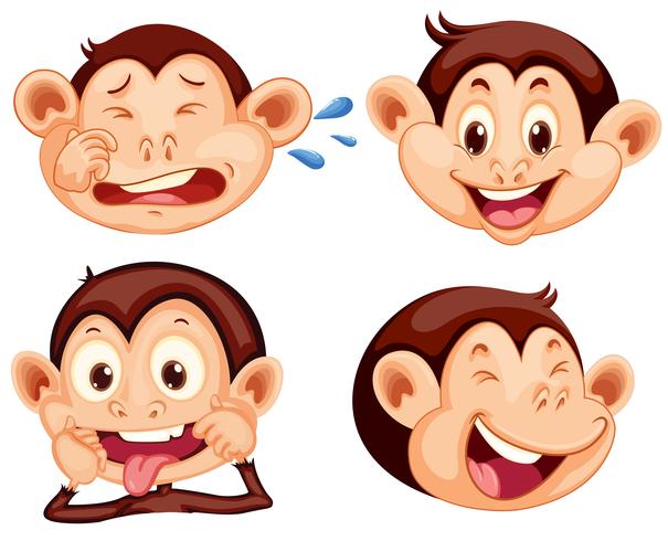 Set of monkey facial expression vector