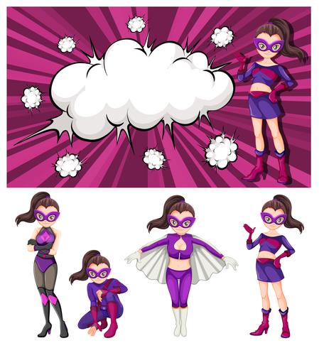 Set of woman superhero vector