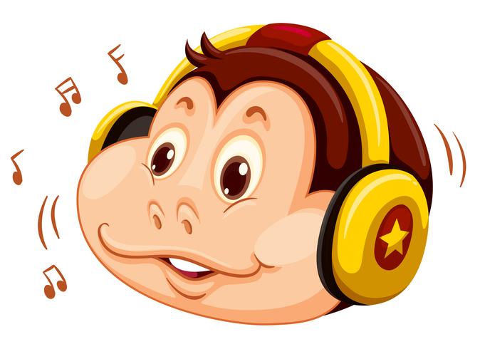 Monkey head listen to music vector