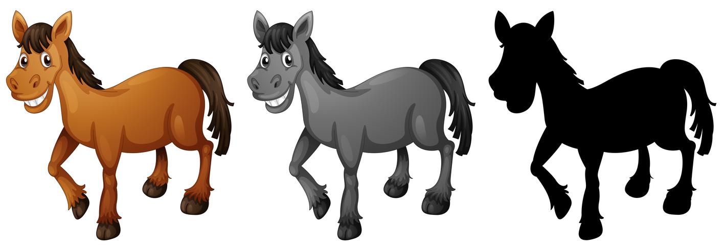 Set of horse smiling vector