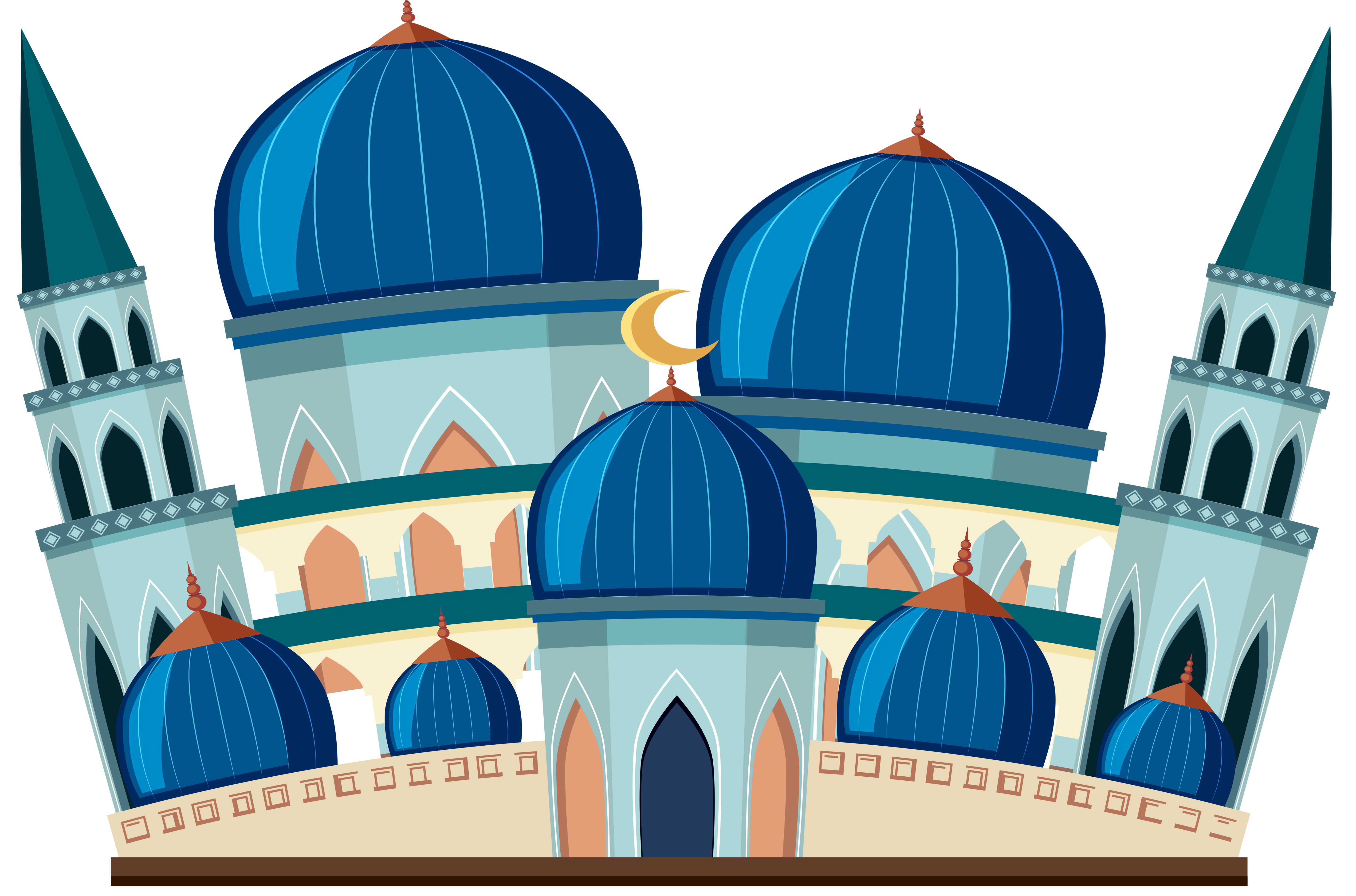 A beautiful blue mosque  on white background 519836 Vector  