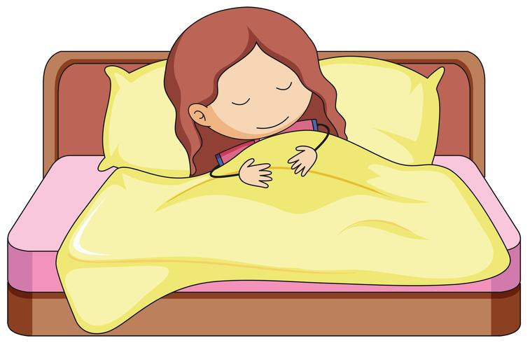 A girl sleeping in bed 519842 Vector Art at Vecteezy