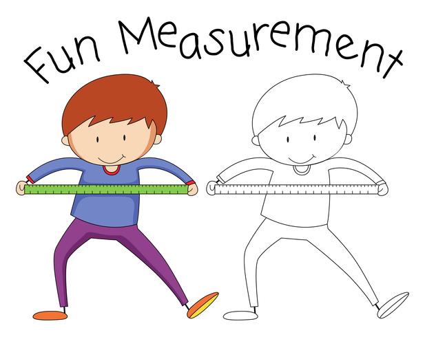 Doodle boy holding measurement tool vector