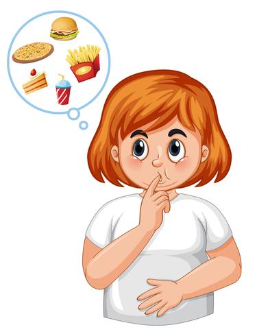 Chica diabetica siente hambre vector